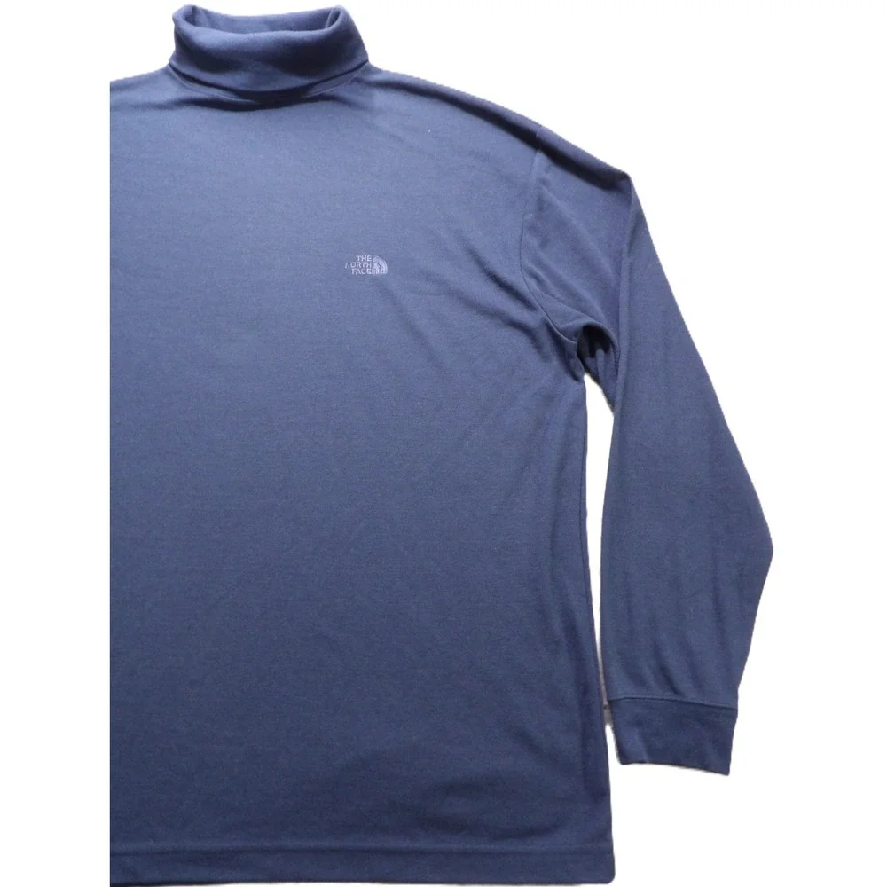VTG 90s The North Face Turtleneck Base Layer Shirt XL Navy Blue Polyester USA LS